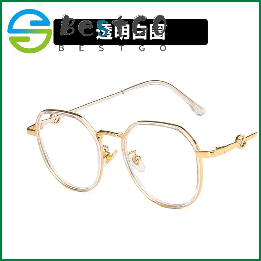 TR Anti-Blu-ray Irregular Glasses Frame Plain Face Thinning Round Face Flat Mirror Retro