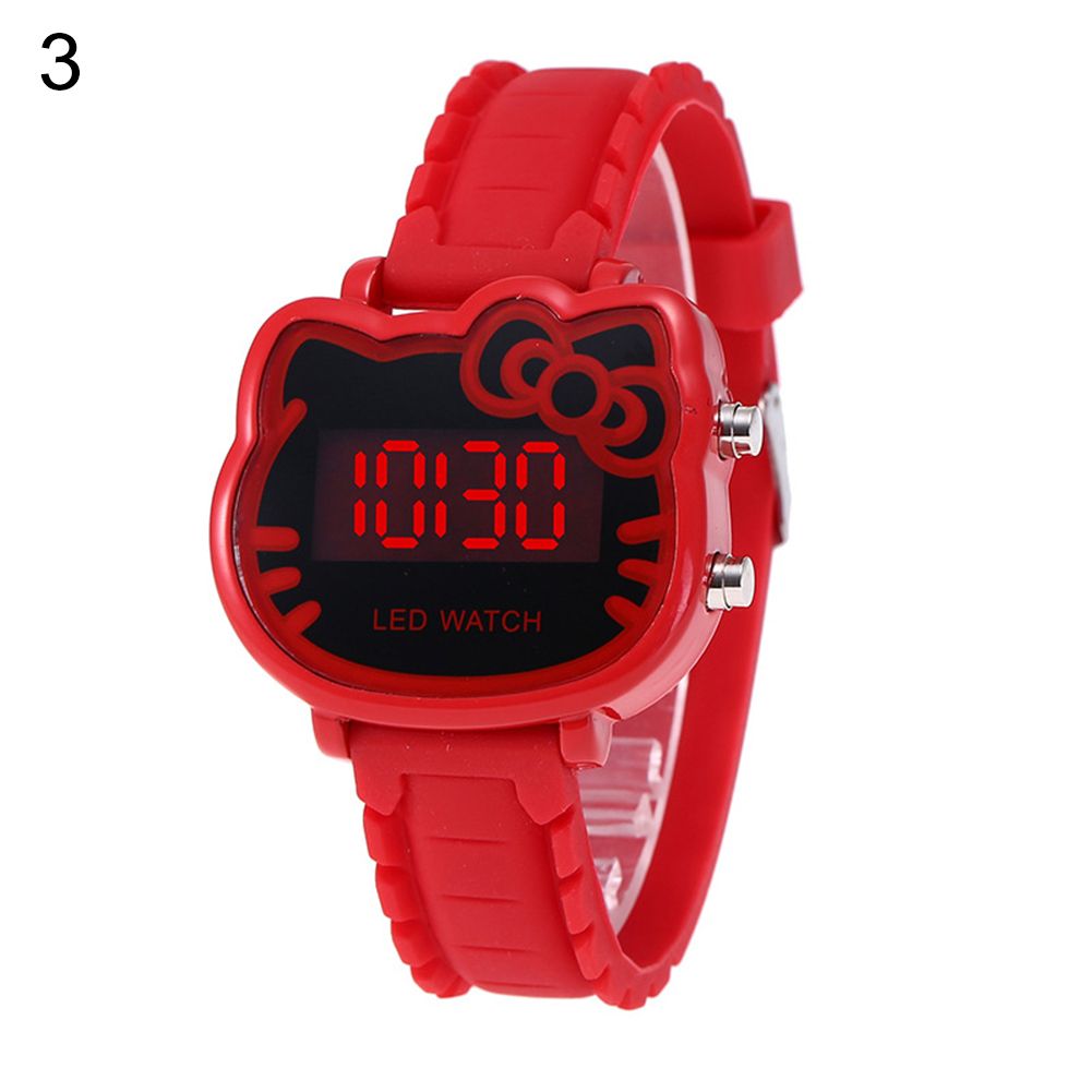 Hello Kitty LED Digital Electric Silicone Band Wrist Watch Kids Girls Gift