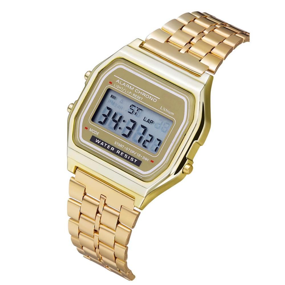 Luxury Led art Digital Watch Women Dress Golden Sport Quartz Wrist Watch Men Curren Watch Relogio Digital Feminino