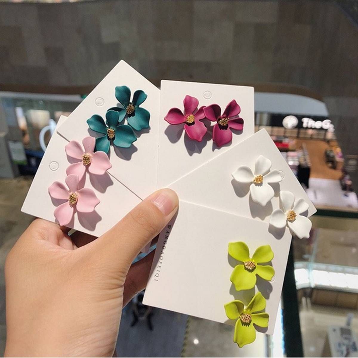 Bohemia Big Petal Flower Studs Bloom Floral Earrings For Women