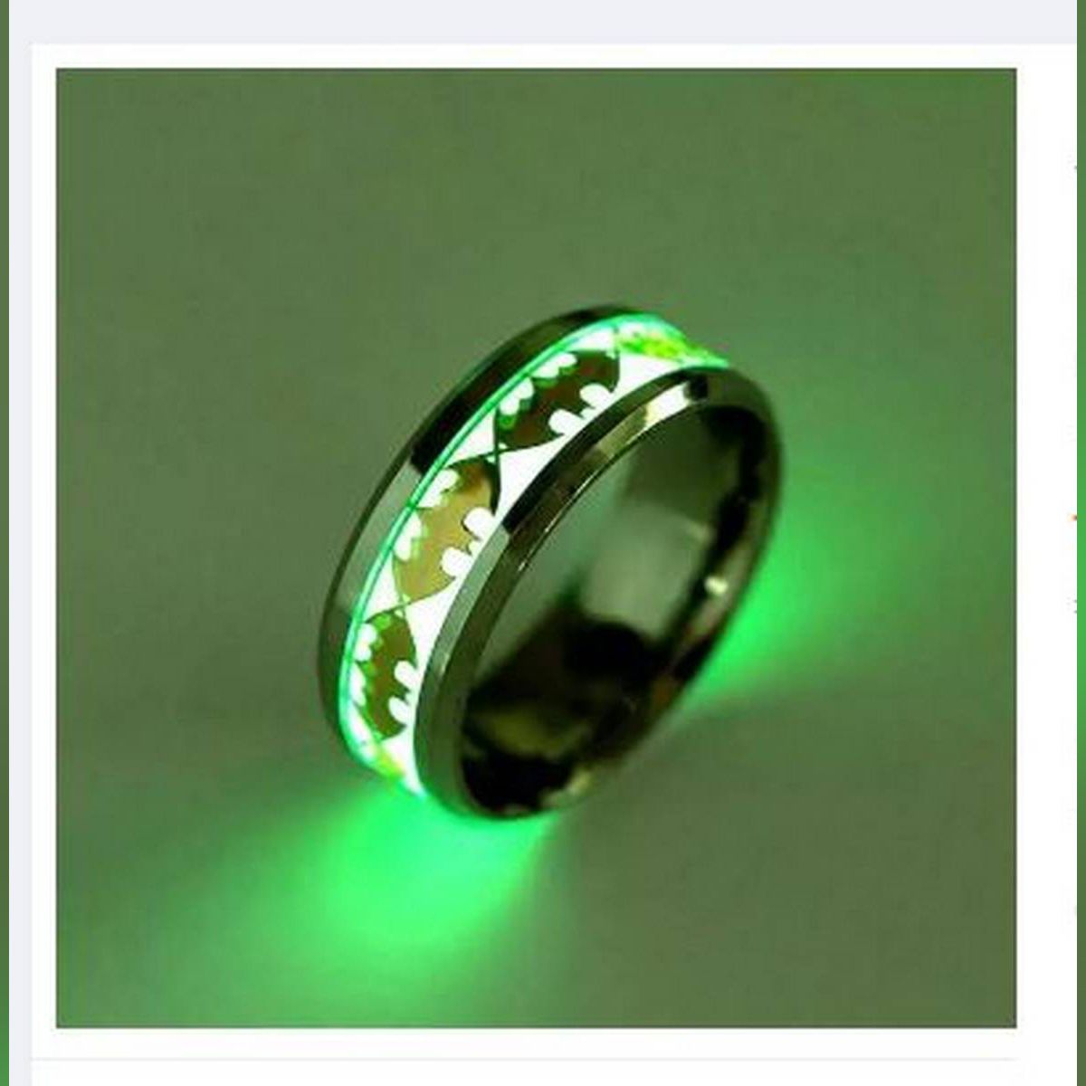 Fashion Jewelry Stainless Steel Glow In The Dark Batman Punk Luminous Band Ring