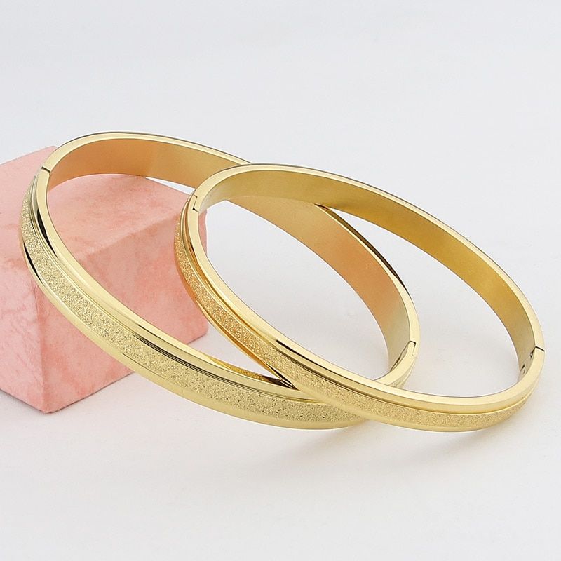Hot Fashion Stainless Steel Jewelry Milled Sand Bangle for Woman Man Bracelet Party Gift Wholesale