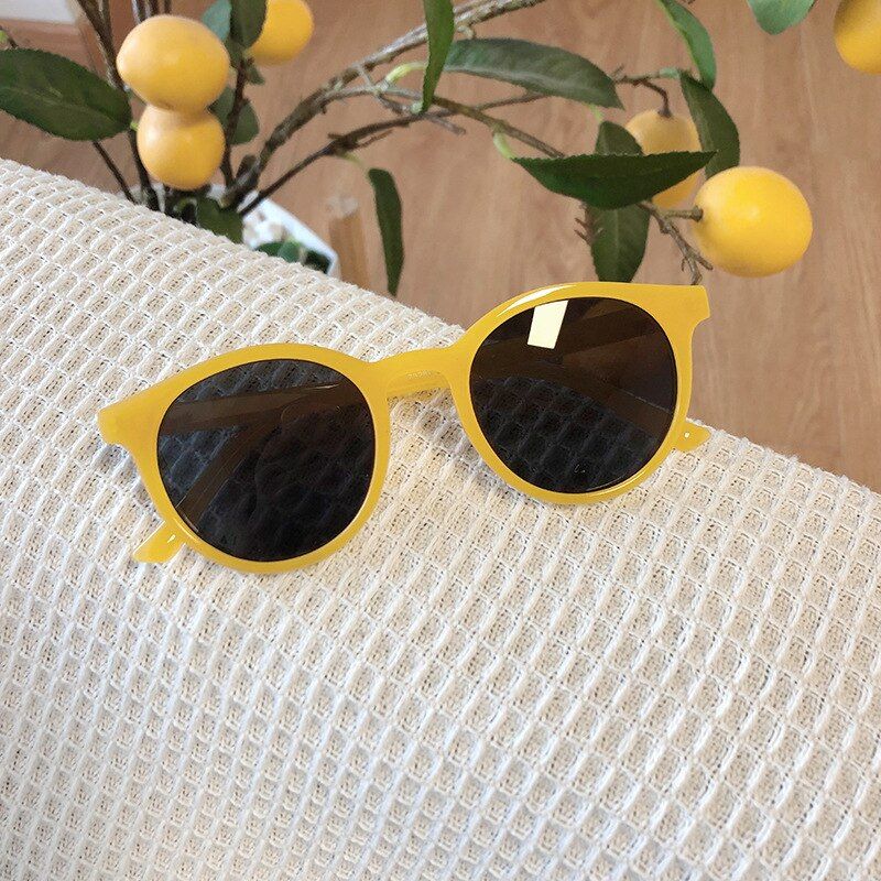 yellow black2020 Colorful Round Sunglasses Women Fashion Trendy Small Round Sunglasses Milk Tea Color Outdoor Driving Glasses Female