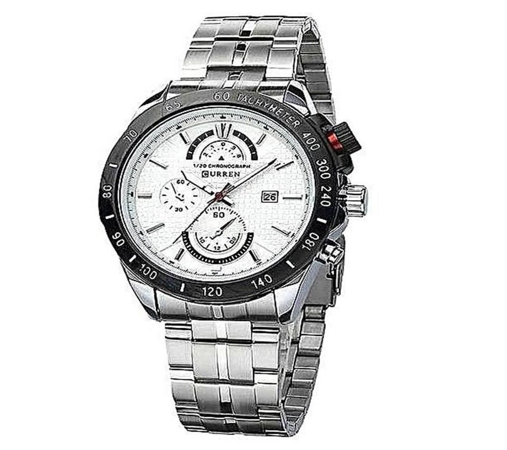 Silver Stainless Steel Chronograph Watch For Men