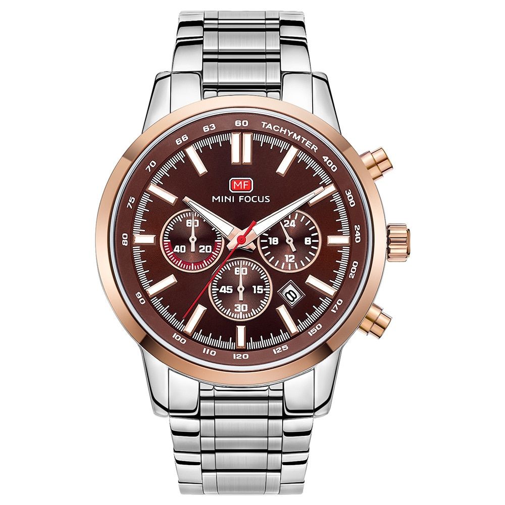 MINI FOCUS Brand Watch Steel Band Men's Watch Multifunction Quartz Watch Waterproof Explosion Style Men's Watch 0133G
