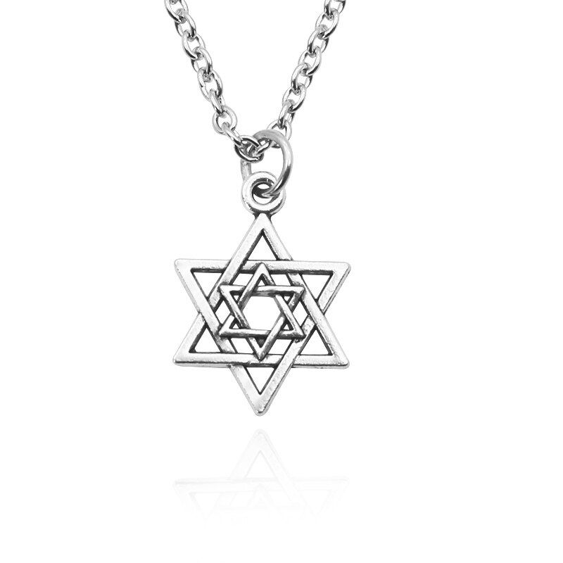 Steampunk Hexagram Pendant Necklace Tiny Hollow Inverted Triangle Star of David Pendants Necklaces For Women Men Collares