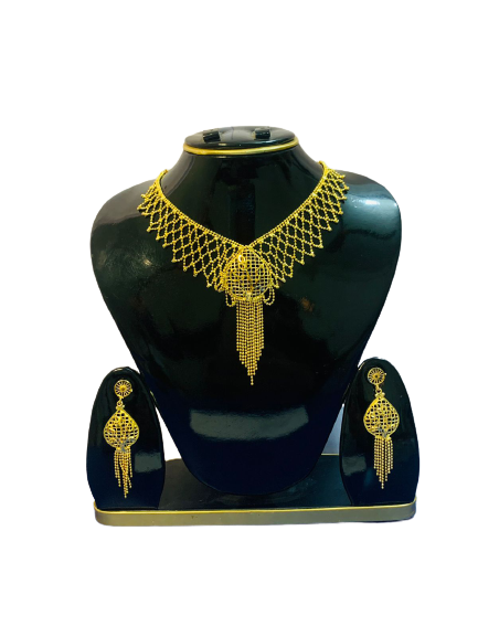 Golden GOLD PLATED RANI HAAR JEWELRY NECKLACE SET