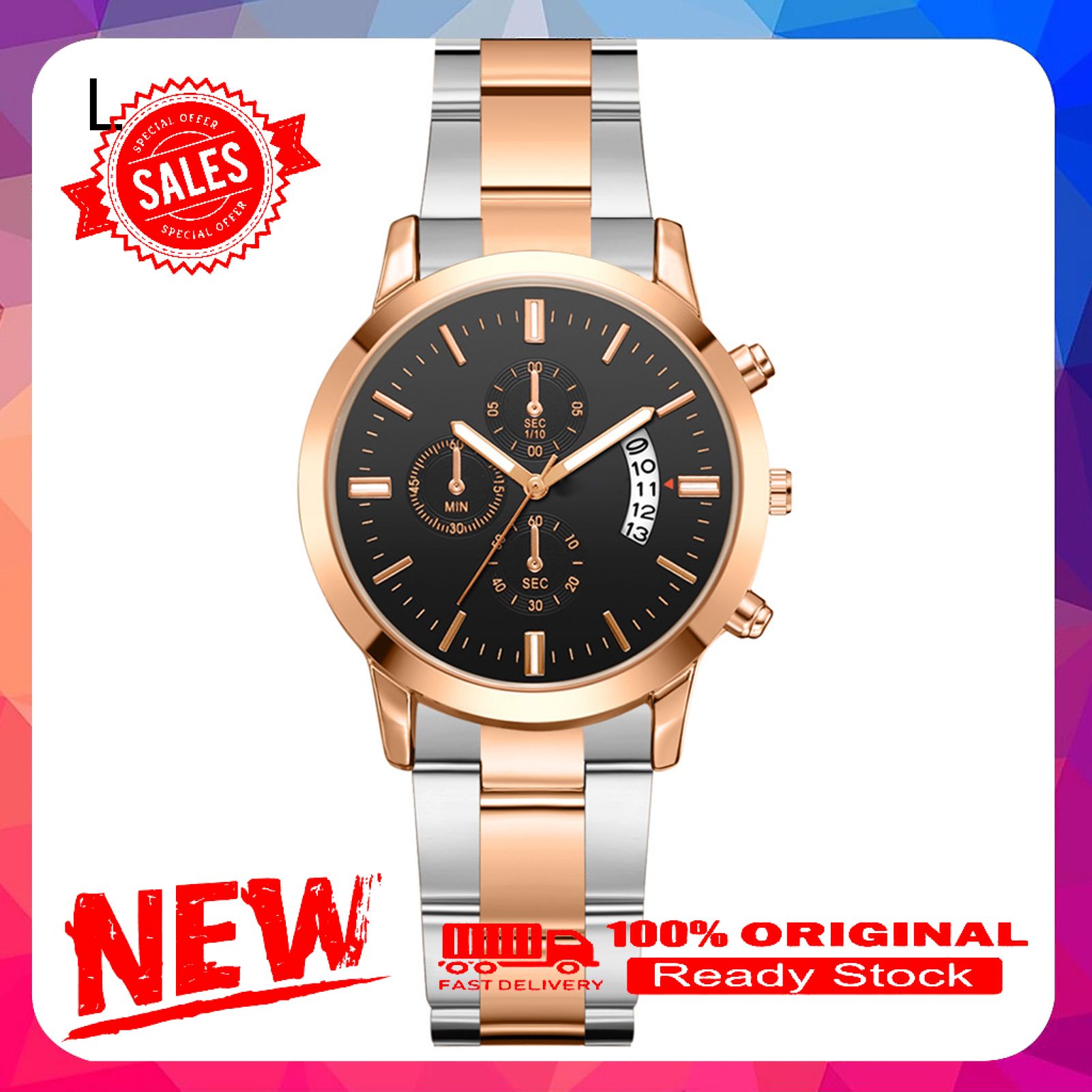 Vist Fox Simple Casual Men Business Steel Strap Buckle Date Quartz Analog Wrist Watch