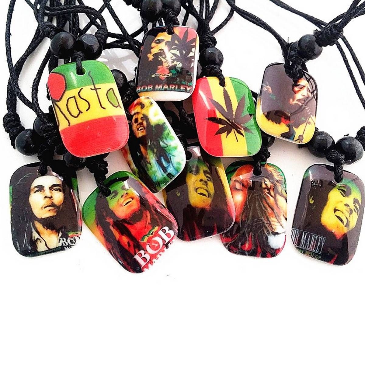 Brand 20 pieces bob marley rasta Jamaica Reggae colorful different pendant necklaces wholesale bulk lots for men women unisex(null)