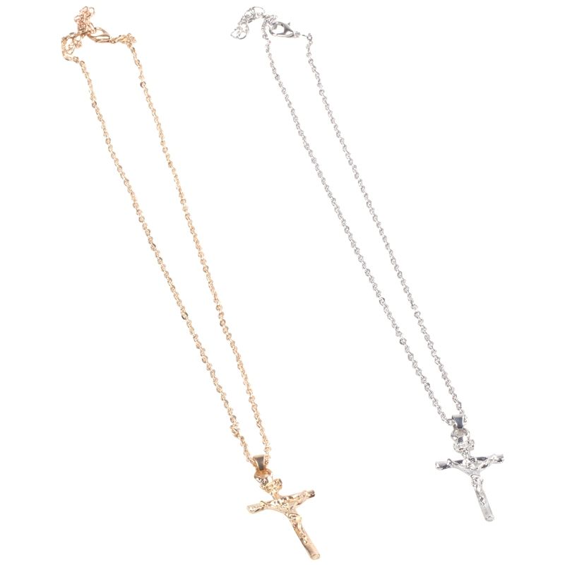 2 Pcs Jewelry Models Clavicle Chain Necklace Cross Jesus Christ
