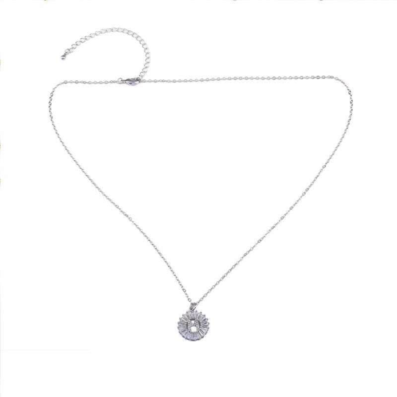 FLOLA Crystal Initial Letter Necklace 26 Letters Charm Gold Name Necklace Pendant Top Quality Copper Zircon Jewelry Gift nkep04