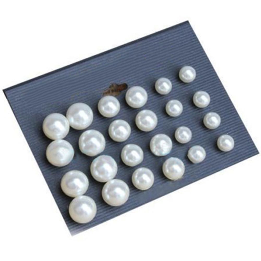 12 Pairs Women Fashion Elegant We Faux Pearl Ear Studs Earrings Party Jewelry