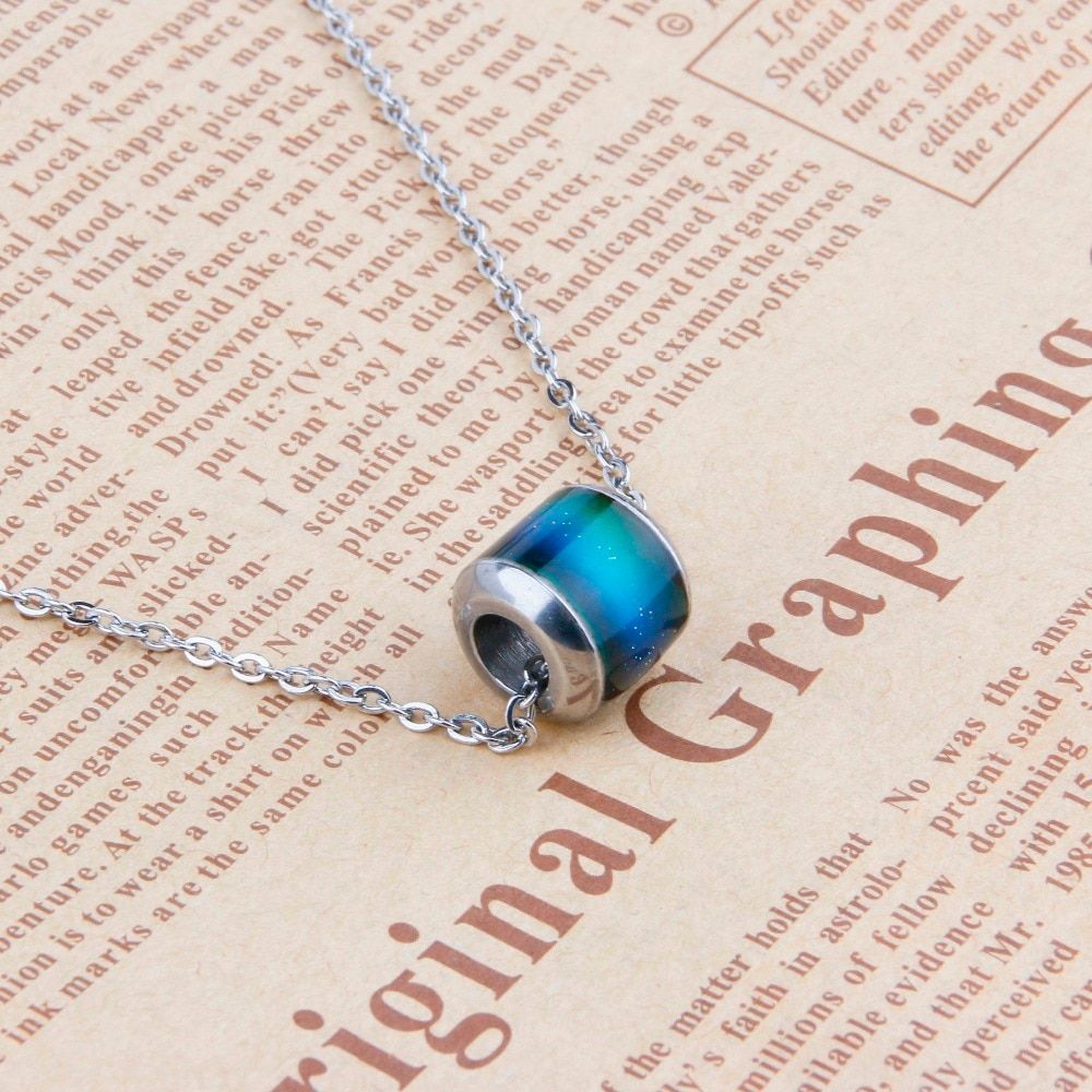 Color Changing Statement Necklace Jewelry Alloy with Lucky Mood Beads Color Changed According Temperature Necklace for Men Women