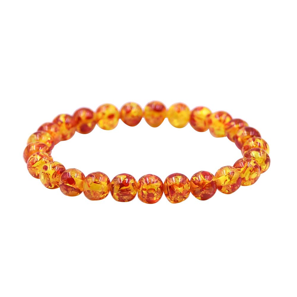 8mm/10mm Artificial Amber Stone Round Beaded Brelet Men Women Stretch Bangle