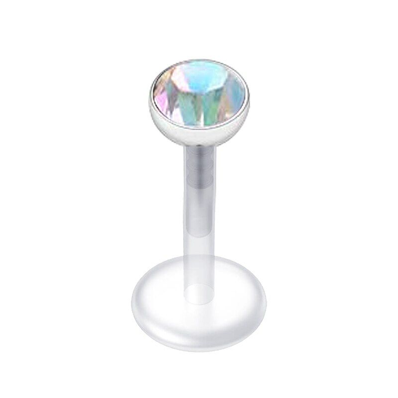 Forward Helix Earring Steel Bioflex Tragus Cartilage Lip Rings 16G Zircon Labret Stud Barbell Piercing Jewelry