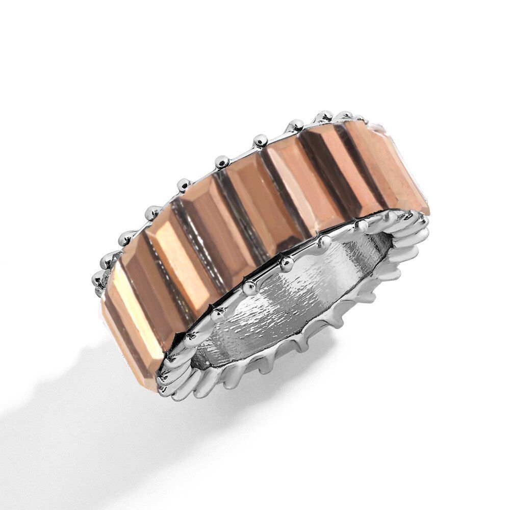 KMVEXO 15 Color Dainty Rainbow Ring Multi Color Crystal Eternity Square Baguette Finger Ring Women Female Wedding Jewelry