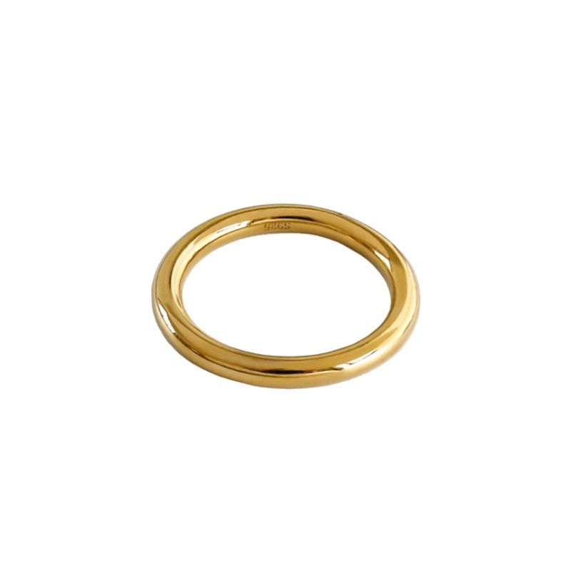 F.I.N.S Korean S925 Sterling Silver Ring Minimalist Circle Glossy Gold Plated Silver Stackable Female Finger Rings for Women