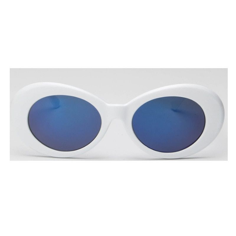 Kurt Cobain Retro Oval Sunglasses Men Vintage Fashion  Sun Glasses Classic White Black Lentes De Sol Mujer-White Blue Mercury-other