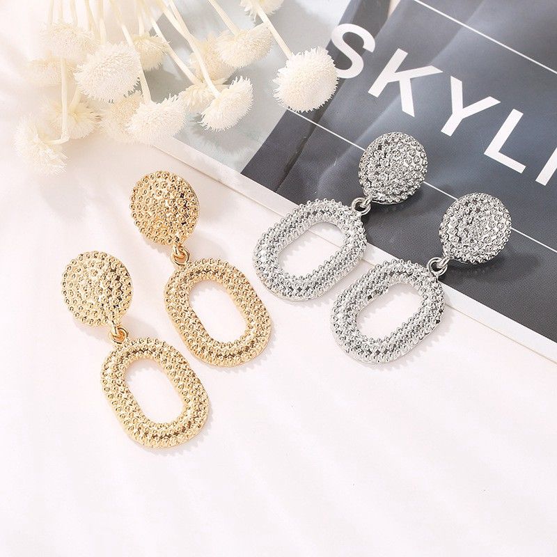 Metal Round Earrings Women