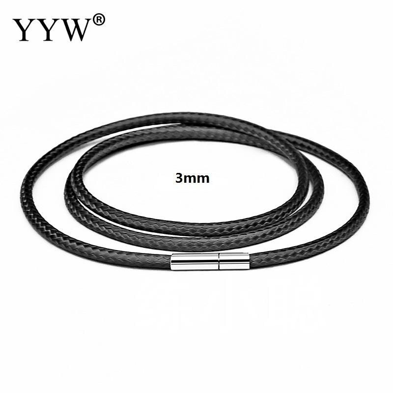 41-70cm 1-3mm Black Leather Cord Necklace Cord Wax Rope For DIY Necklaces Jewelry Lace Chain With Stainless Steel Rotary Clasp