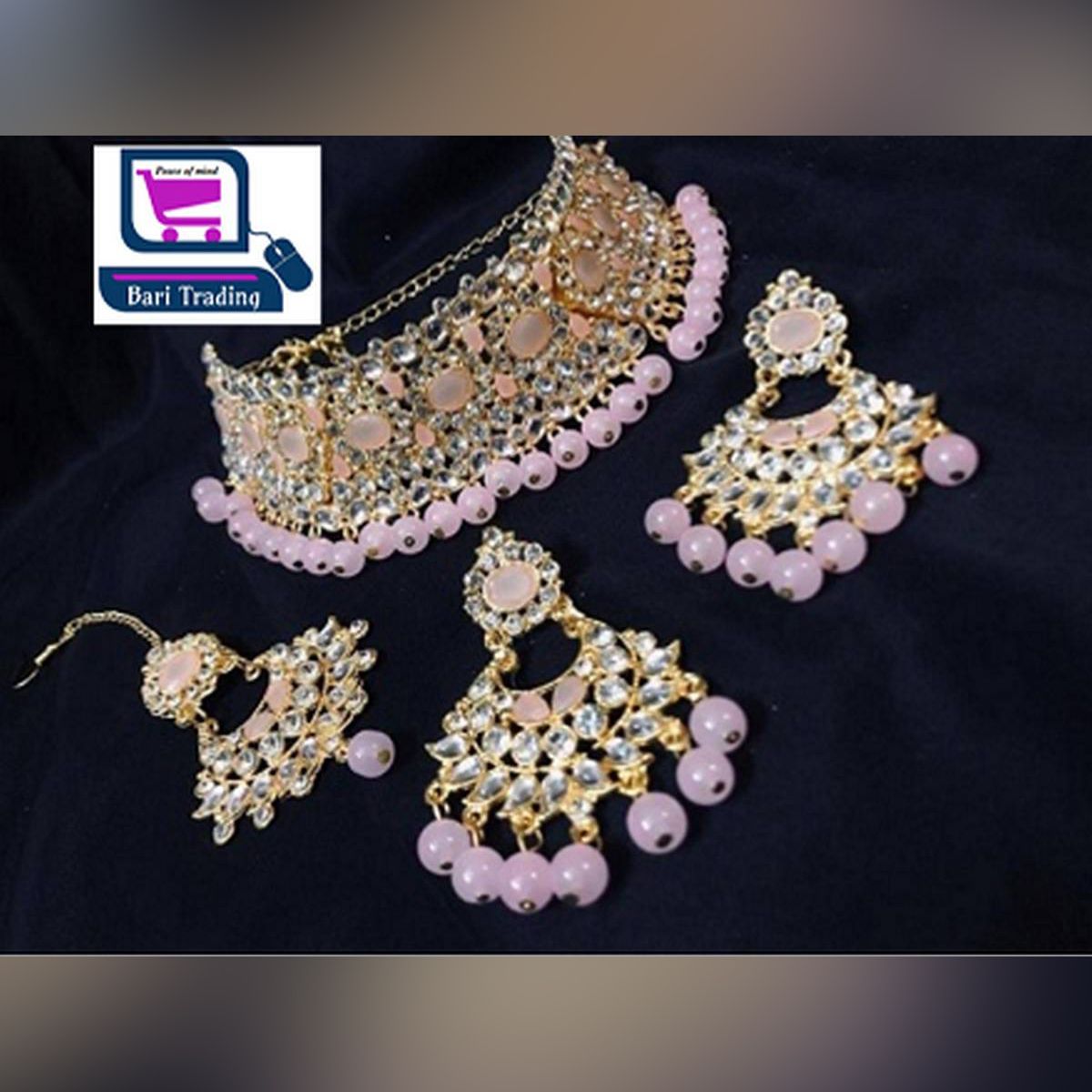 Bari Tradeing 3 Part Sita Har-Necklace, Earrings & Tikli