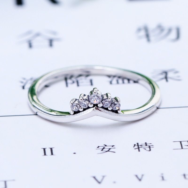 New 2019 Fashion Silver Color Rose Tiara Wishbone Ring For Women Wedding Engagement Rings DropShipping
