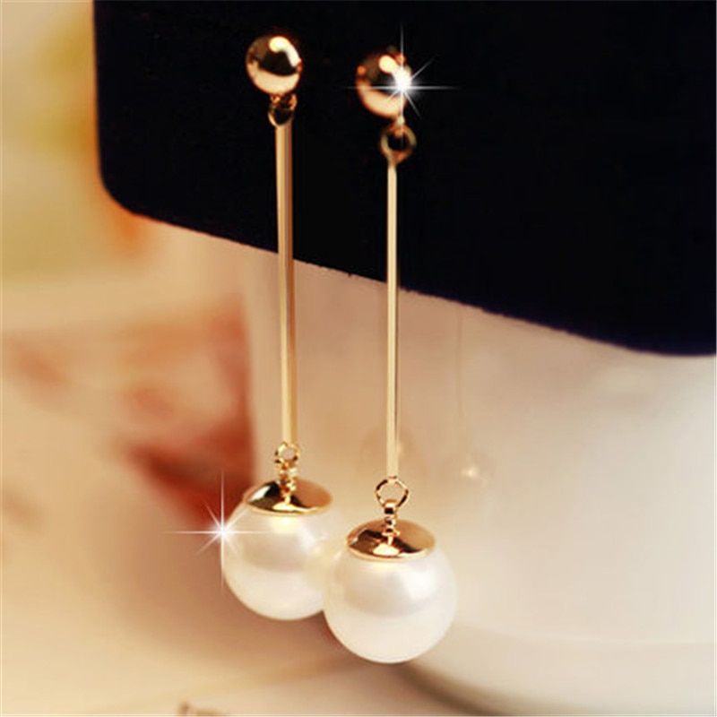 Earrings for Women, Long Tassel Simulated Pearl Drop Earrings for Ladies - Birthday, Anniversary, EID Gift