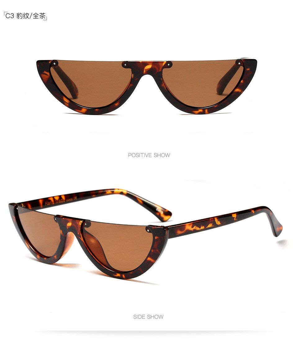 C3Cool Trendy Half Frame Rimless Cat Eye Sunglasses Women 2017 Fashion Clear Brand Designer Sun Glasses for Female Oculos De Sol