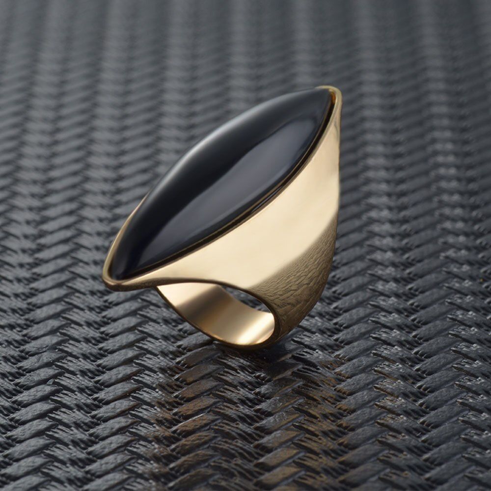 Vintage Red Black Big Natural Stone Finger Rings For Women Men Elegant Luxury Gold Color Wedding Fashion Jewelry Wholesale