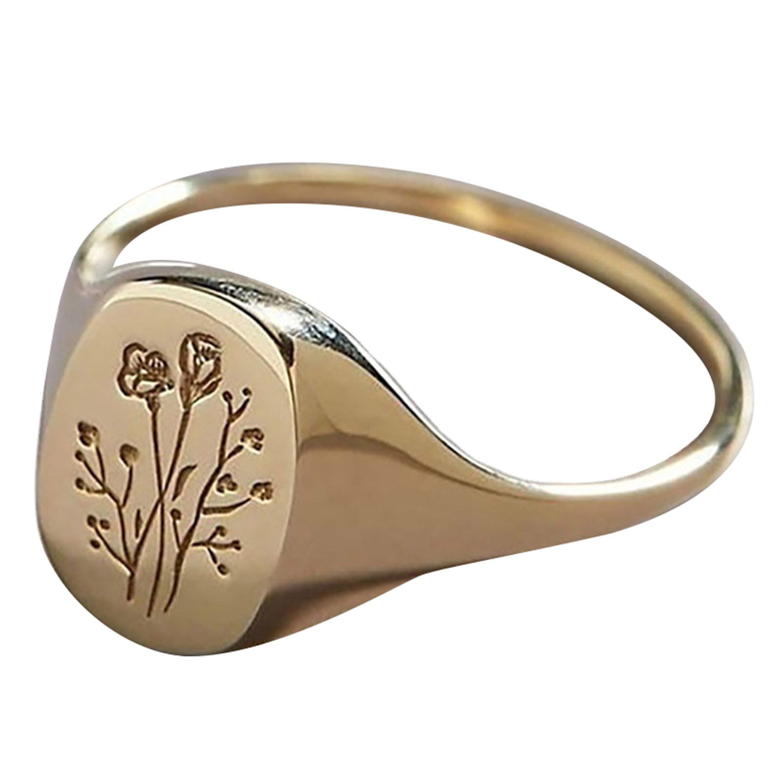 Simple Women Rose Flower Engraved Ring Metal Engagement Circlet Jewelry Gift