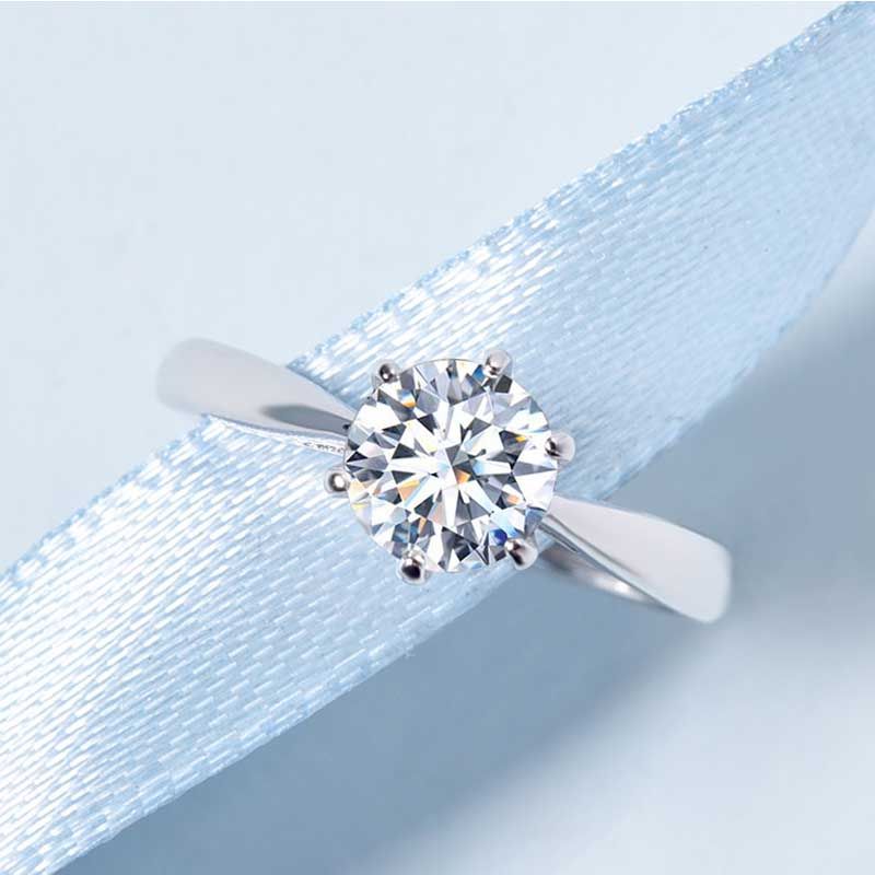 Aphseem New Trendy 6 Claw Cubic Zirconia Wedding Engagement Rings For Women Silver Color Crystal Elegant Female Rings Jewelry