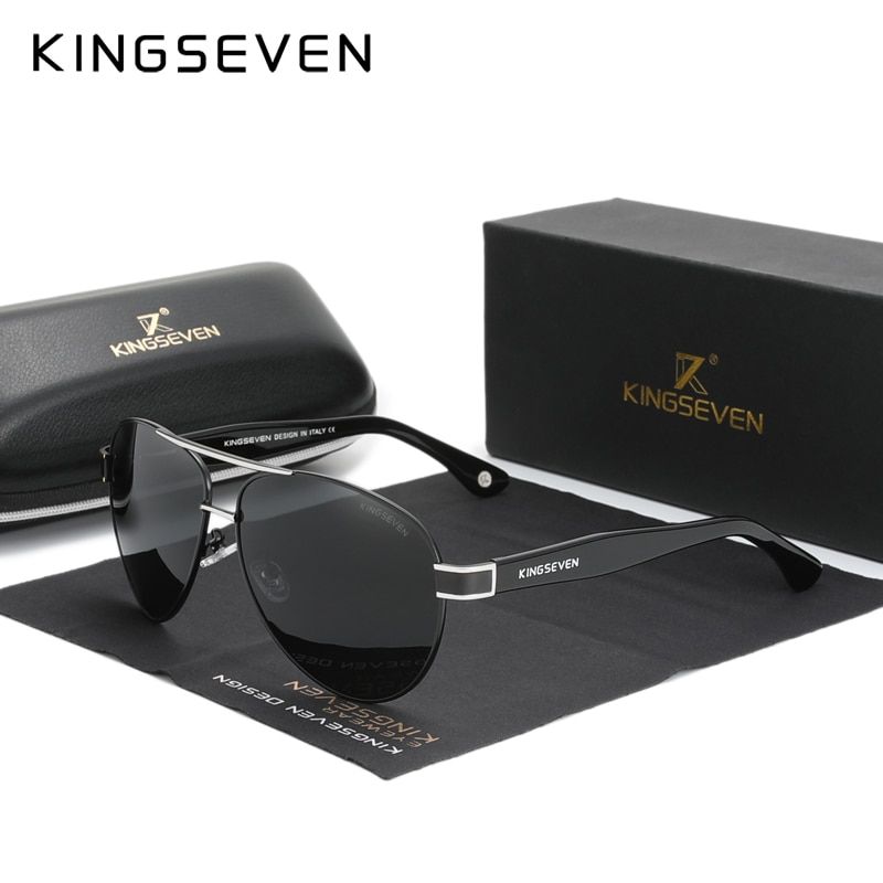 KINGSEVEN 2021 Official Debut Sunglasses Men larized Gradient Sun glasses Women Acetate Wire-C Temples ot Eyewear N7777- Gray-Orignal