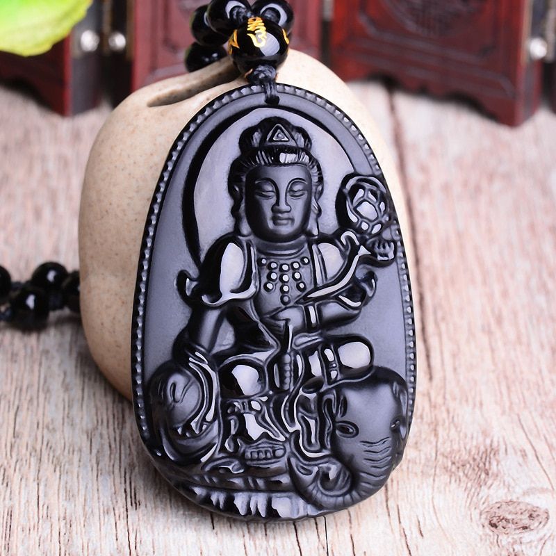 Black Obsidian Six Stars Lucky Amulet Love Natural Stone Pendant Necklace for Women Men Love Crystal Pendulum Jewelry 2019