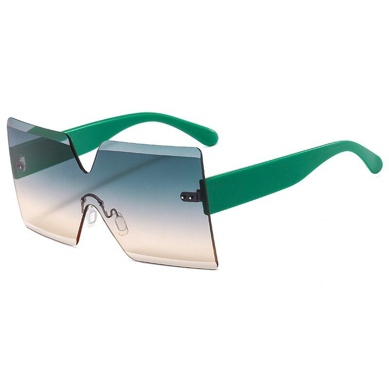 C9 Green-Green BrownFashion Rimless Square Sunglasses Women Vintage Punk Frameless Colorful Shades Sunglasses Female Eyewear Retro Green Glasses