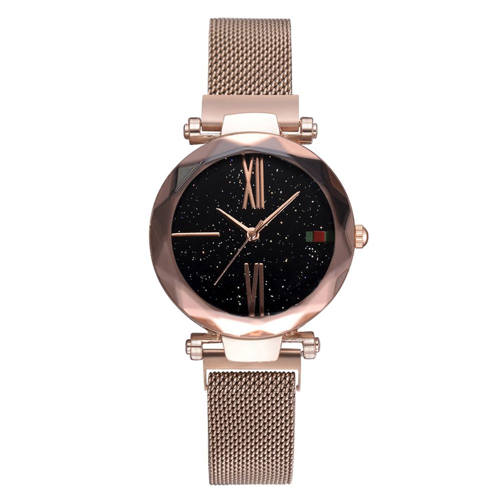 Fashion Women Mesh Band Strap Starry Sky Round Dial Analog Quartz Wrist Watch