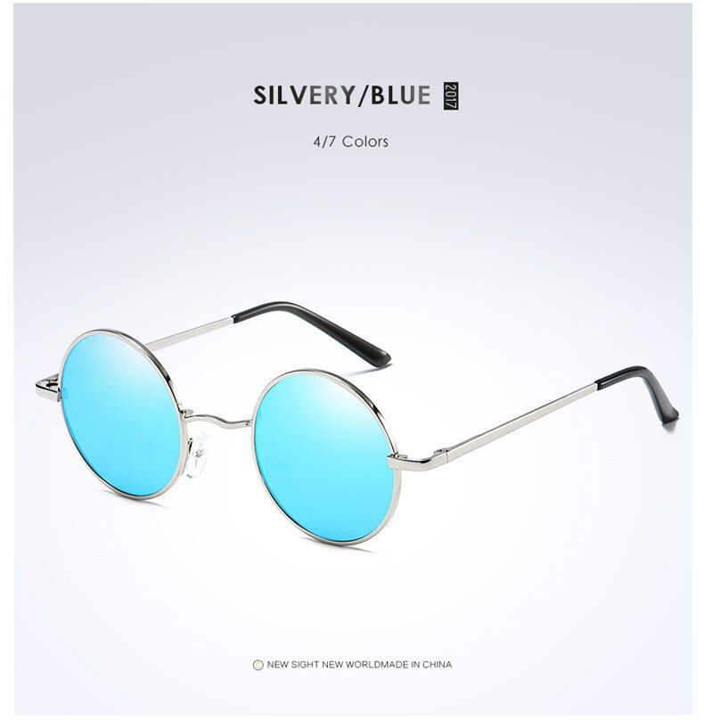 silver blueoriginal packageCat eye Polarized Round Hippie Sunglasses Men Women Vintage Retro Sun Glasses Male lunette de soleil femme homme zonnebril dames
