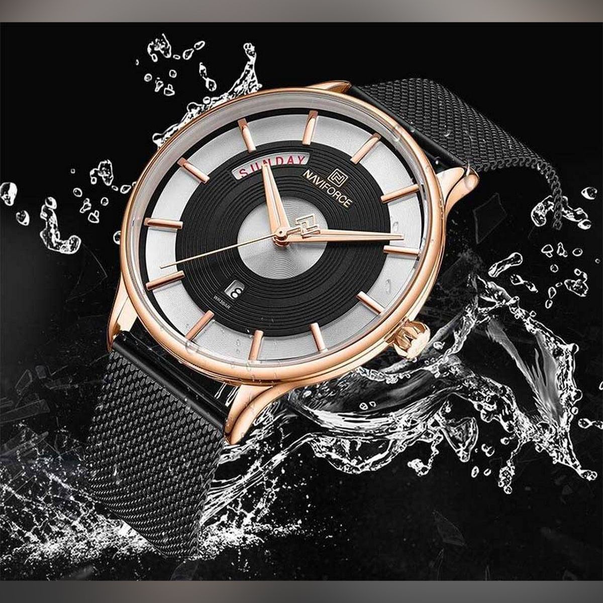 NAVIFORCE NF3007 WATERPROOF WRIST WATCH FOR MEN - BLACK