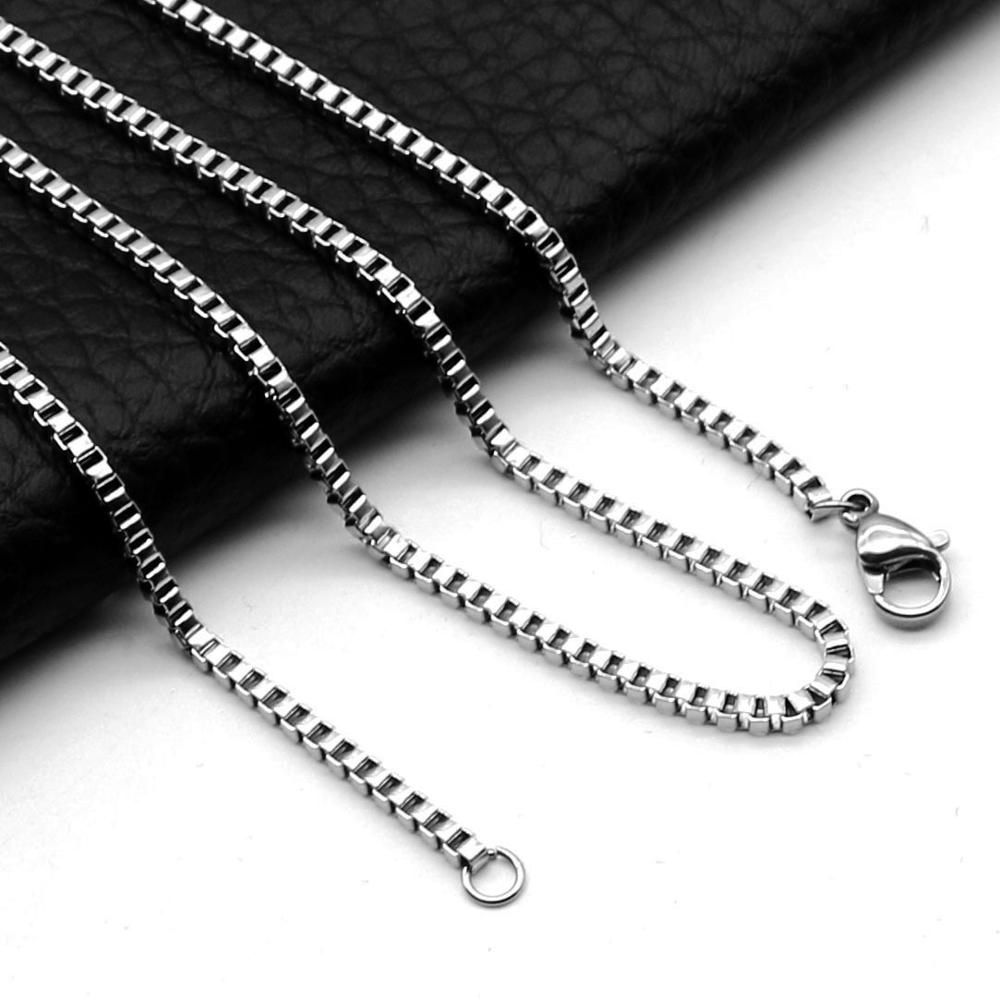 Stainless Steel Box Chain Necklace DIY Jewelry Findings Making Men Women Wholesale Link Chains  1.5mm 2mm 2.5mm 3mm