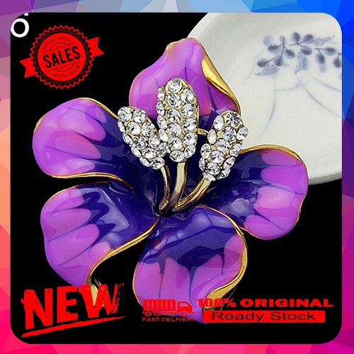 Bridal Wedding Jewelry Rhinestone Lily Flower Scarf Brooch Pin Lady Party Gift