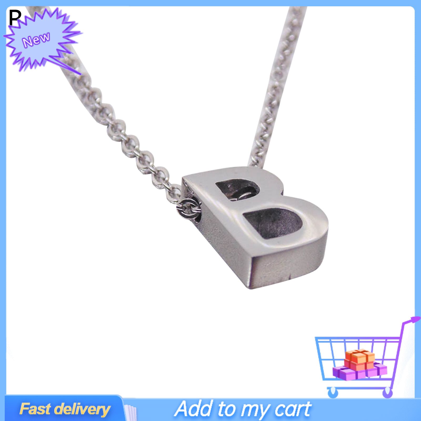 Women Necklace Letter Shape Unisex Smooth Alloy Men Pendant for Gift