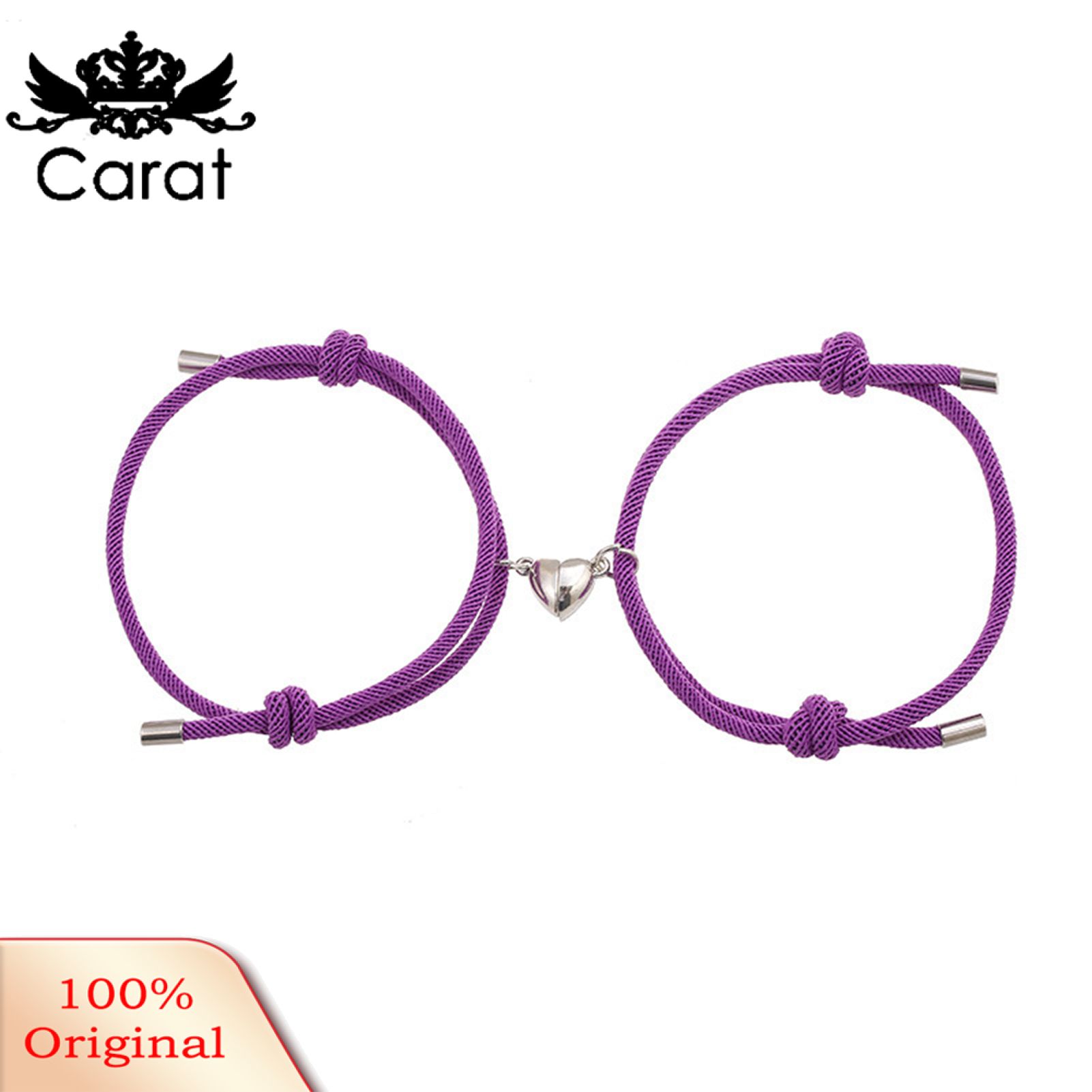 2Pcs Beautiful Bracelet Magnetic Adsorption Alloy Elegant Length Adjustable Fashion Bracelet for Dating