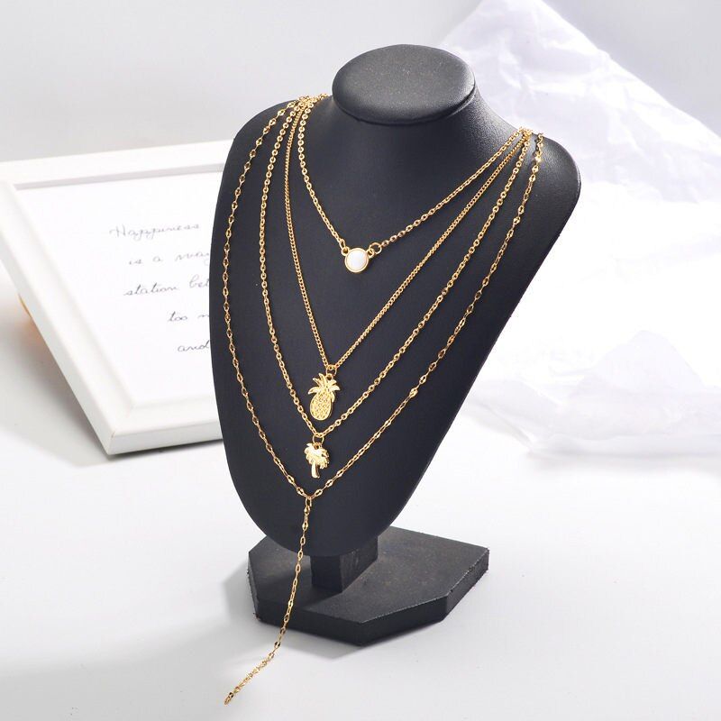 Gold color Choker Necklace for women Long moon Tassel Pendant Chain Necklaces & Pendants Laces chokers Fashion Jewelry