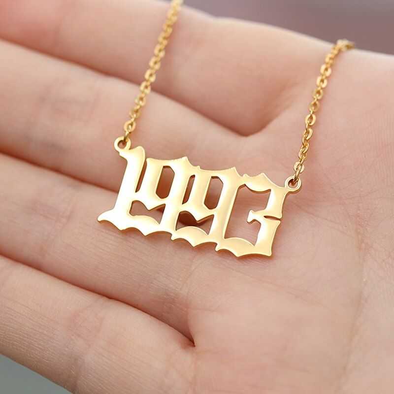 2020 Stainless Steel Birth Year Necklaces For Women Men Gold Silver Color Chain Choker Male Female Pendant Necklace