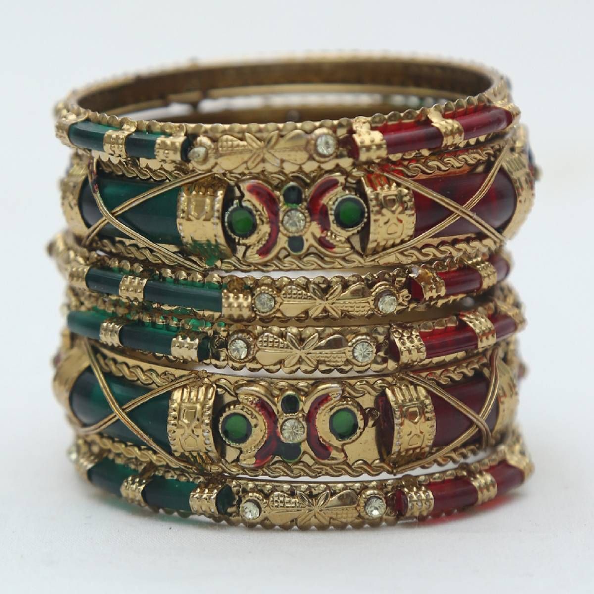 Gujrati stone Plastic churi Set 6 Pcs for women