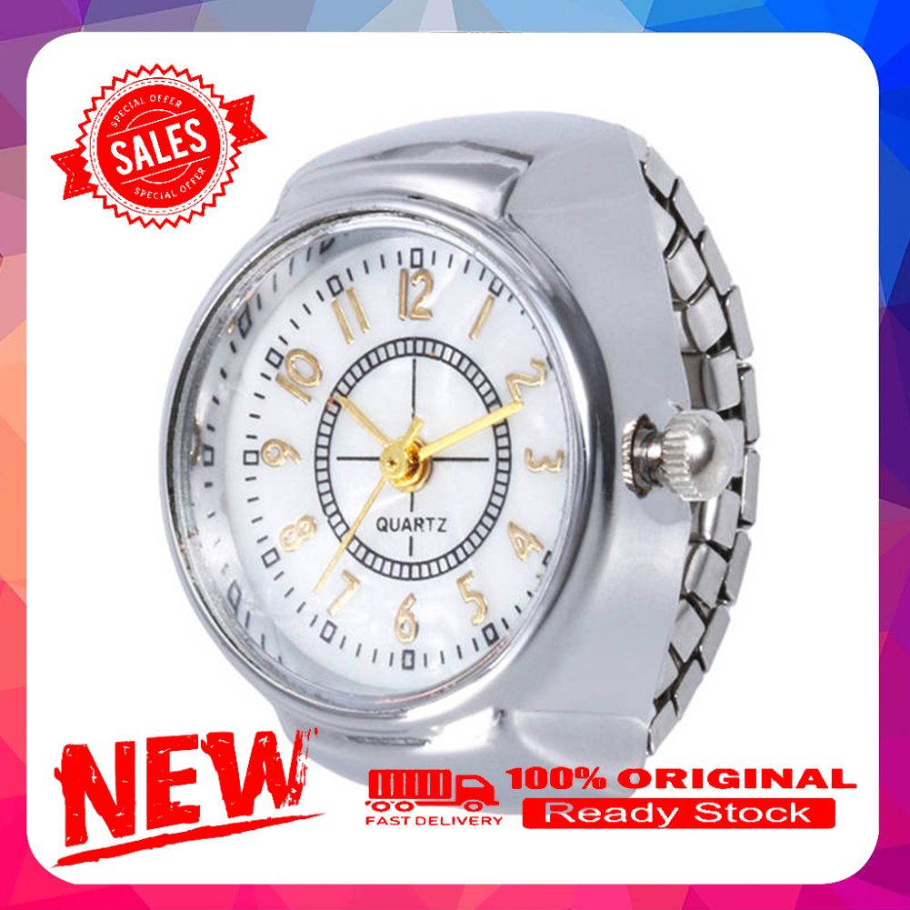 Fashion Unisex Round Dial Arabic Numerals Analog Quartz Finger Ring Watch Gift