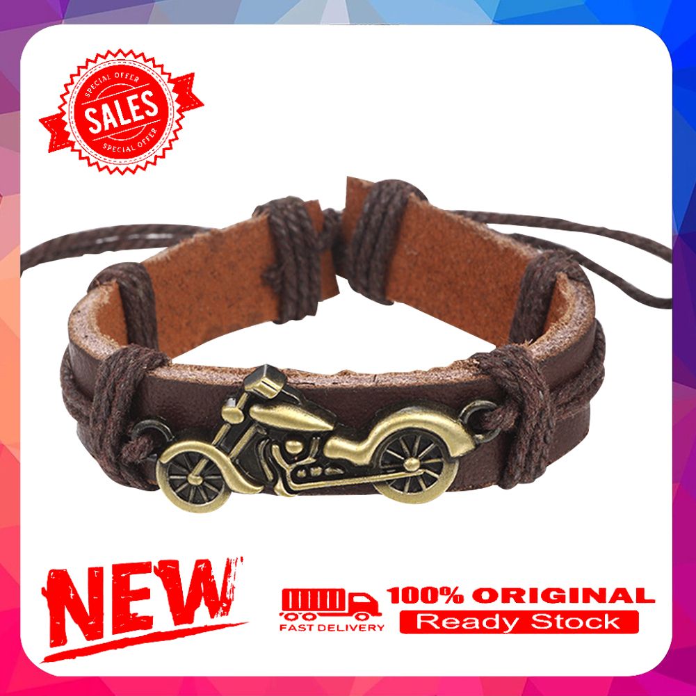 Men Fashion Motorcycle Braided Faux Leather Cuff Bracelet Bangle Jewelry Gift
