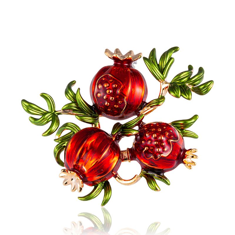 Trendy Enamel Pomegranate Fruit  Brooch Lapel Pin Clothing Scarf Badges Jewelry