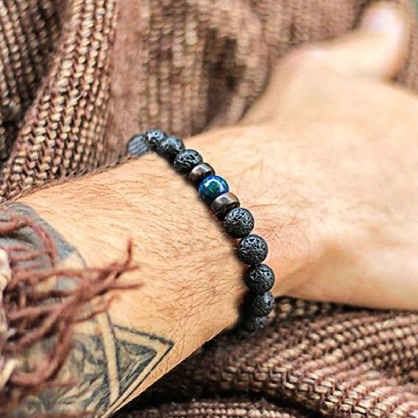 BODHI Men Bracelet Wear Resistant Unique Surface Beads Bracelet