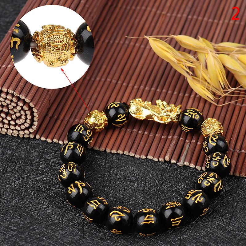 Feng Shui Black Obsidian God of wealth Bracelet Attract Wealth Good Luck