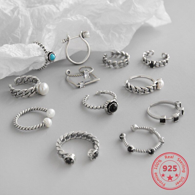 BITWBI 2019  Trend  S925 Sterling Silver Ring Freshwater Pearl Zircon Woman Chain Twist Holiday Gift